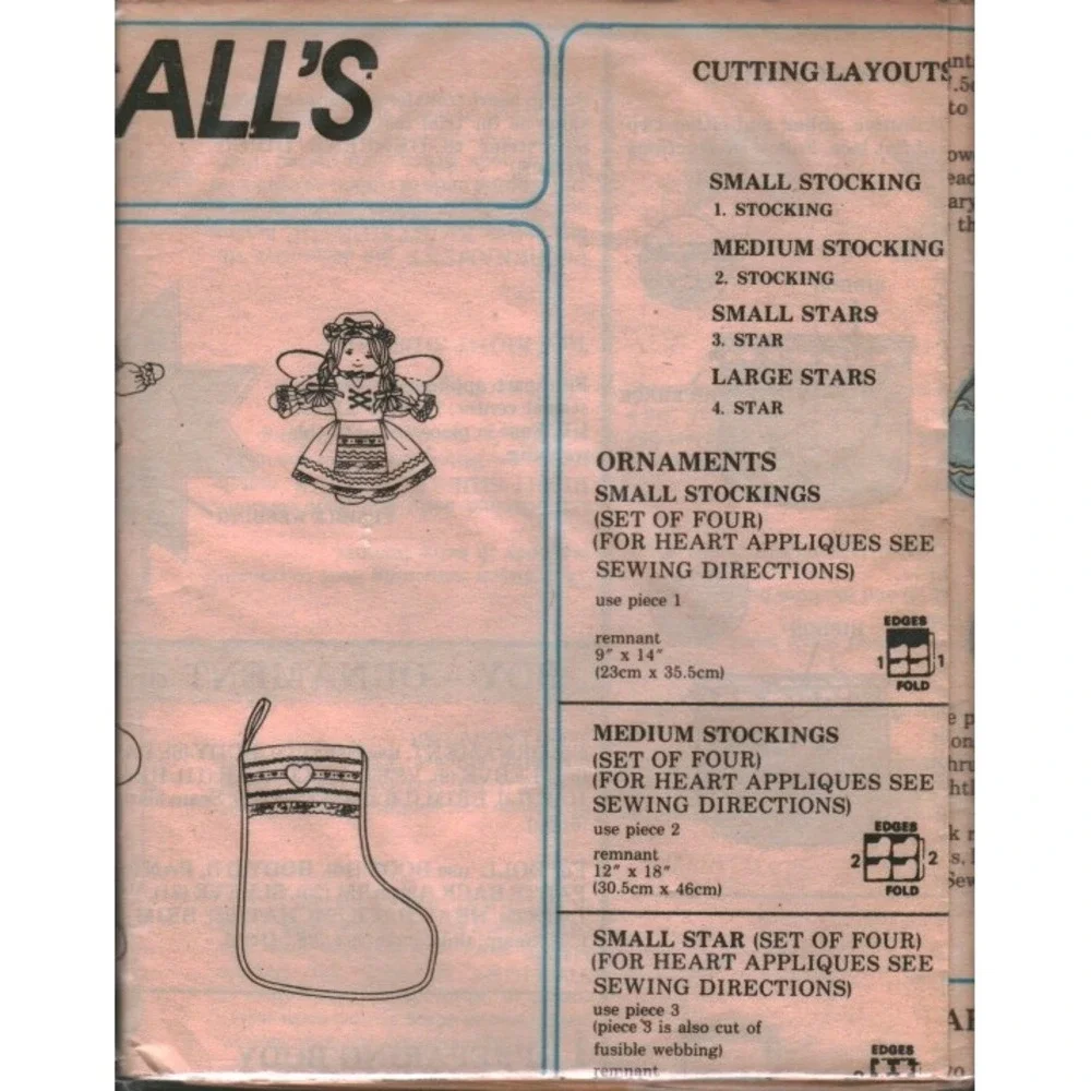 McCall's‎ Crafts 9224 Sewing Pattern Christmas Stockings Stars Ornaments Vintage